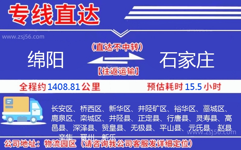 綿陽(yáng)到石家莊物流公司